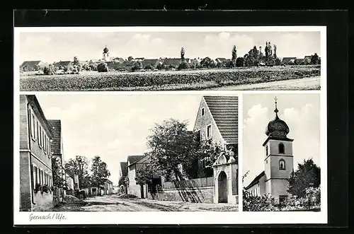 AK Gernach, Ortsansicht, Strassenpartie, Kirche