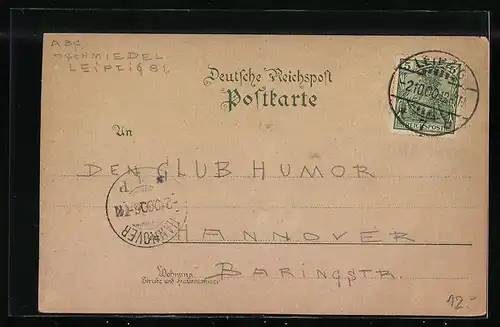 Lithographie Leipzig, das Neue Theater