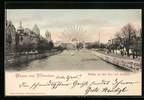 AK München, Partie an der Isar mit Isarlust