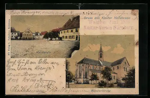 AK Heilsbronn, Münsterkirche des Klosters, Marktplatz