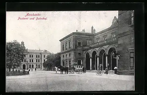 AK Ansbach, Postamt und Bahnhof