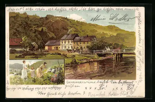 Lithographie Gössweinstein, Gasthof Behringersmühle