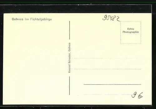 AK Gefrees, Partie aus dem Ort mit Kirche