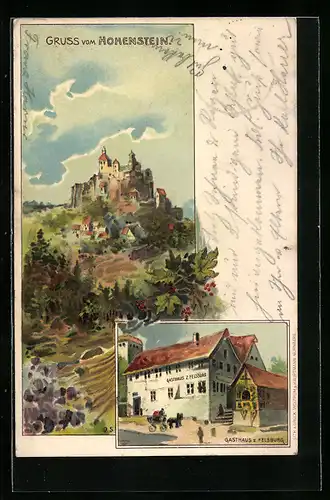 Lithographie Kirchensittenbach, Gasthof z. Felsburg, Hohenstein