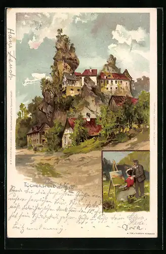 Lithographie Tüchersfeld, Häuser der Gemeinde