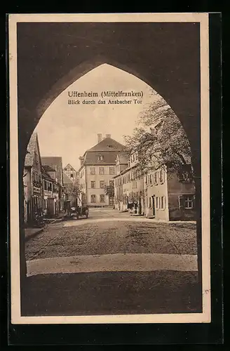 AK Uffenheim, Blick durch das Ansbacher Tor
