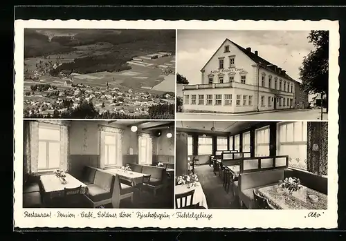 AK Bischofsgrün /Fichtelgebirge, Restaurant Pension Café Goldner Löwe, Totalansicht