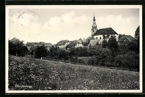 AK Weidenberg, Ortspartie mit Kirche