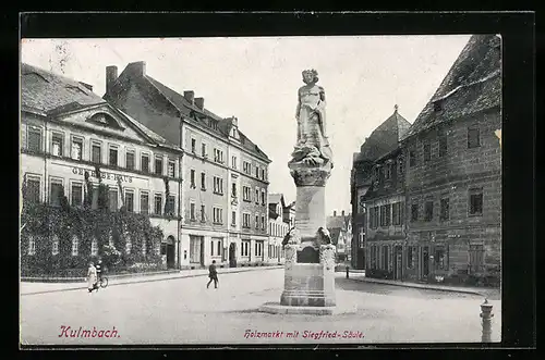 AK Kulmbach, Holzmarkt mit Siegfried-Säule