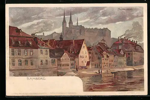 Künstler-AK Karl Mutter: Bamberg, Blick auf die Kirche auf Michaelsberg