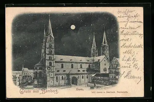 AK Bamberg, Dom bei Mondschein
