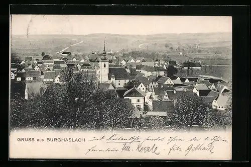 AK Burghaslach, Teilansicht mit Kirche