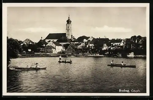 AK Roding /Obpfz., Uferpartie mit Kirche