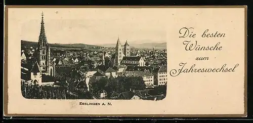 AK Esslingen a. N., Teilansicht mit Kirche, Neujahrsgruss