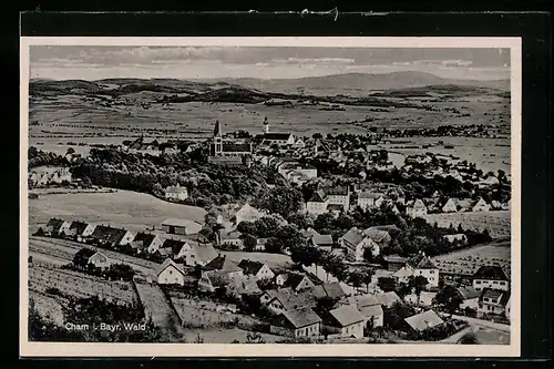 AK Cham i. Bayr. Wald, Teilansicht mit Kirche