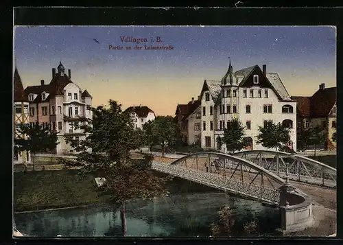 AK Villingen i. B., Luisenstrasse mit Brücke