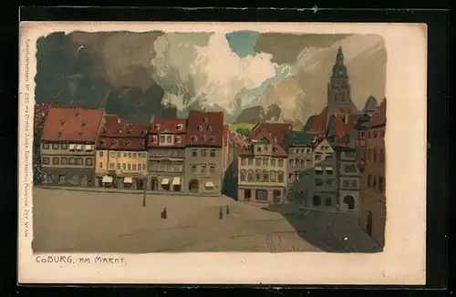 Lithographie Coburg, Geschäfte am Markt