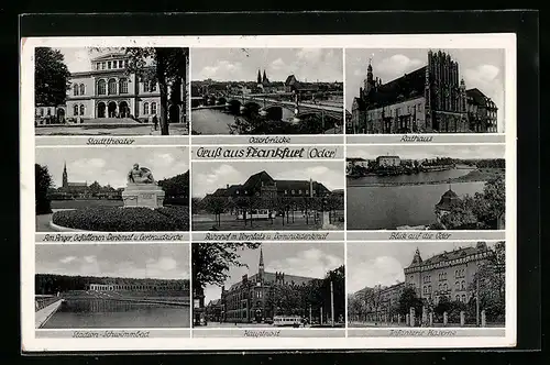 AK Frankfurt, Stadion-Schwimmbad, Infanteriekaserne, Hauptpost, Bahnhof