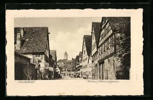 AK Dinkelsbühl, Untere Schmiedsgasse mit Turmblick
