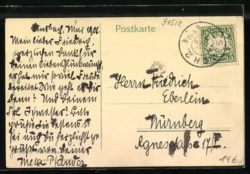 AK Ansbach, Teilansicht mit Kirchturm