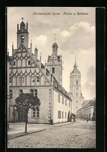 AK Fürstenwalde Spree, Kirche und Rathaus