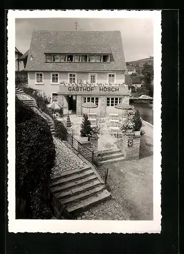 Foto-AK Heiligenstadt /Ofr., Gasthof Hösch mit Treppengasse aus der Vogelschau