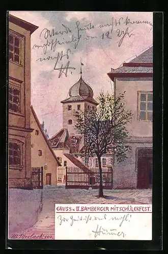 Künstler-AK Bamberg, Partie an der Kirche