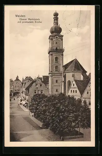 AK Weiden, Oberer Marktplatz mit protestant. Kirche