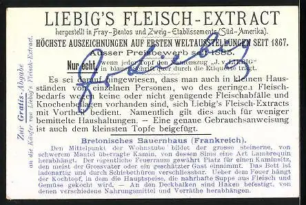 Sammelbild Liebig, Fleisch-Extract, Inneres eines bretonischen Bauernhauses