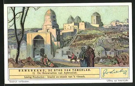 Sammelbild Liebig, Samarkand, De Bouwvallen van Aphrosiab