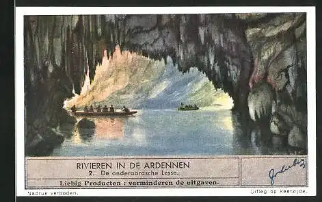 Sammelbild Liebig, Rivieren in de Ardennen, De onderaardsche Lesse