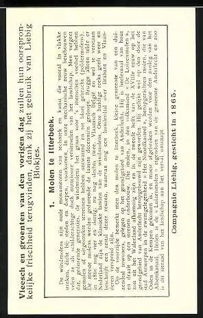 Sammelbild Liebig, Itterbeek, Windmolens in Belgie, Windmühle