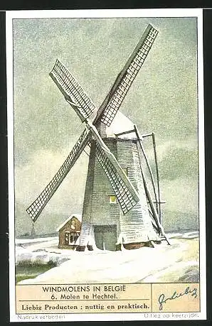 Sammelbild Liebig, Hechtel, Windmolens in Belgie, Windmühle