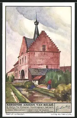 Sammelbild Liebig, Belgie, Beroemde Abdijen van Belgie, Abdij v. Ter Kameren: Hoofdingang v. het park