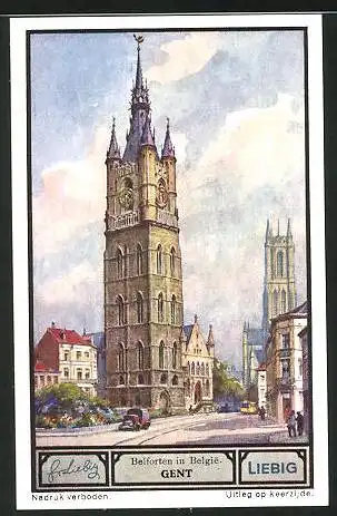Sammelbild Liebig, Gent, Belforten in Belgie, Belfried