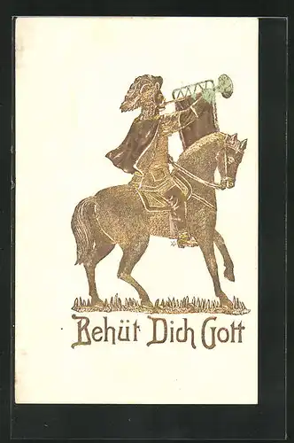 Präge-Lithographie Behüt Dich Gott!, GüldenerTrompeter von Säckingen