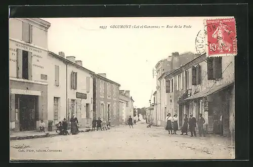 AK Cocumont, Rue de la Poste, Strassenpartie