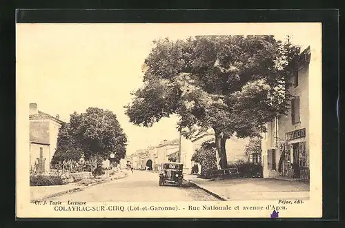 AK Colayrac-sur-Cirq, Rue Nationale et avenue d`Agen