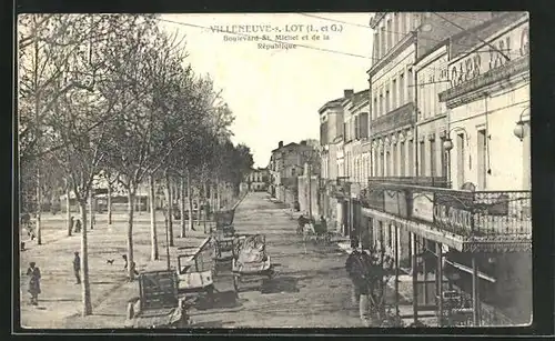 AK Villeneuve-s-Lot, Boulevard St. Michel et de la Republique