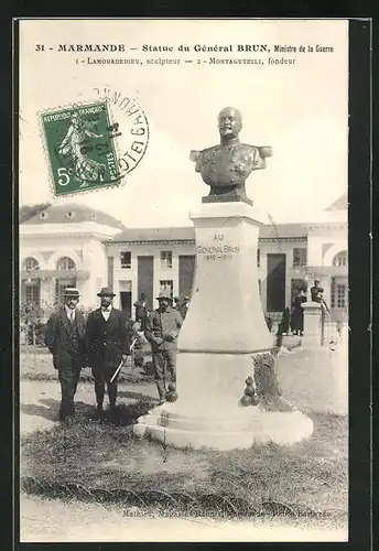 AK Marmande, Statue du Général Brun, Ministre de la Guerre