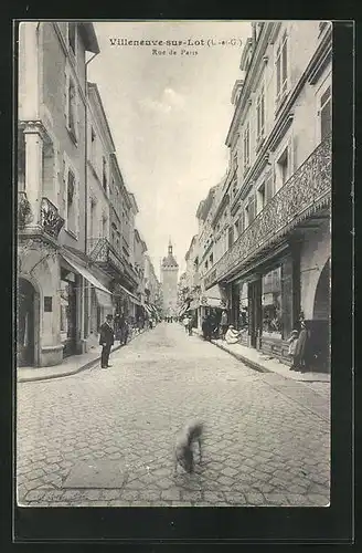 AK Villeneuve-sur-Lot, Rue de Paris