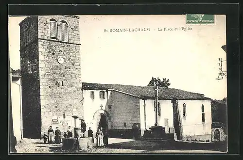 AK St-Romain-Lachalm, La Place et l`Église