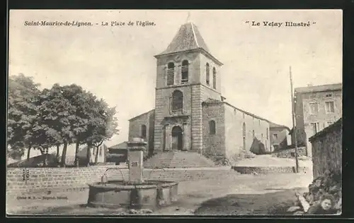 AK Saint-Maurice-de-Lignon, La Place de l`église