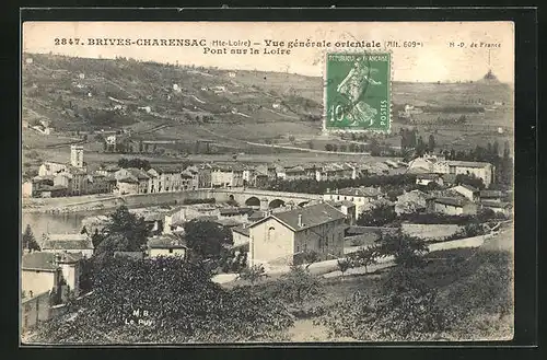 AK Brives-Charensac, Vue generale orientale, Pont sur la Loire