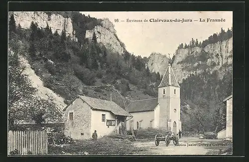 AK Clairvaux-du-Jura, La Frasnée, Ortspartie mit Kirche
