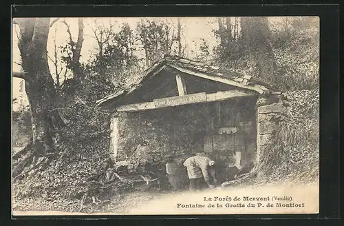 AK La Foret de Mervent, Fontaine de la Grotte du P. de Montfort