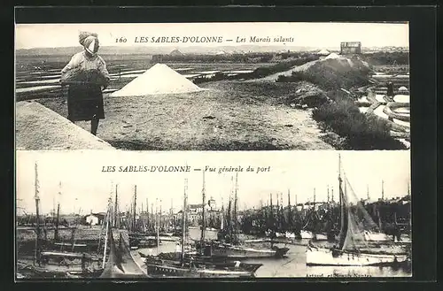 AK Les Sables-d'Olonne, Les Marais salants, Vue générale du port