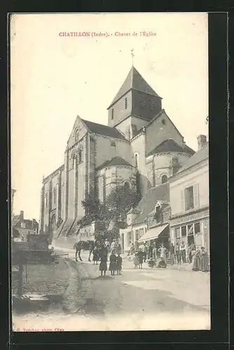 AK Chatillon, Chevet de l`Église, Strassenpartie an der Kirche