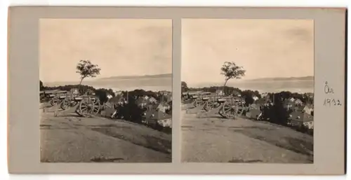 Stereo-Fotografie W. de S., Ansicht Jönköping, Partie mit Kanonen