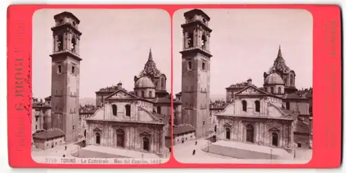 Stereo-Fotografie G. Brogi, Firenze, Ansicht Torino, La Cattedrale - Meo del Caprino, 1498